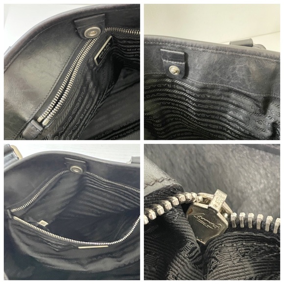 ❤️SOLD❤️Prada black Tessuto nylon and leather triangle logo buckle tote bag - Picture 8 of 10